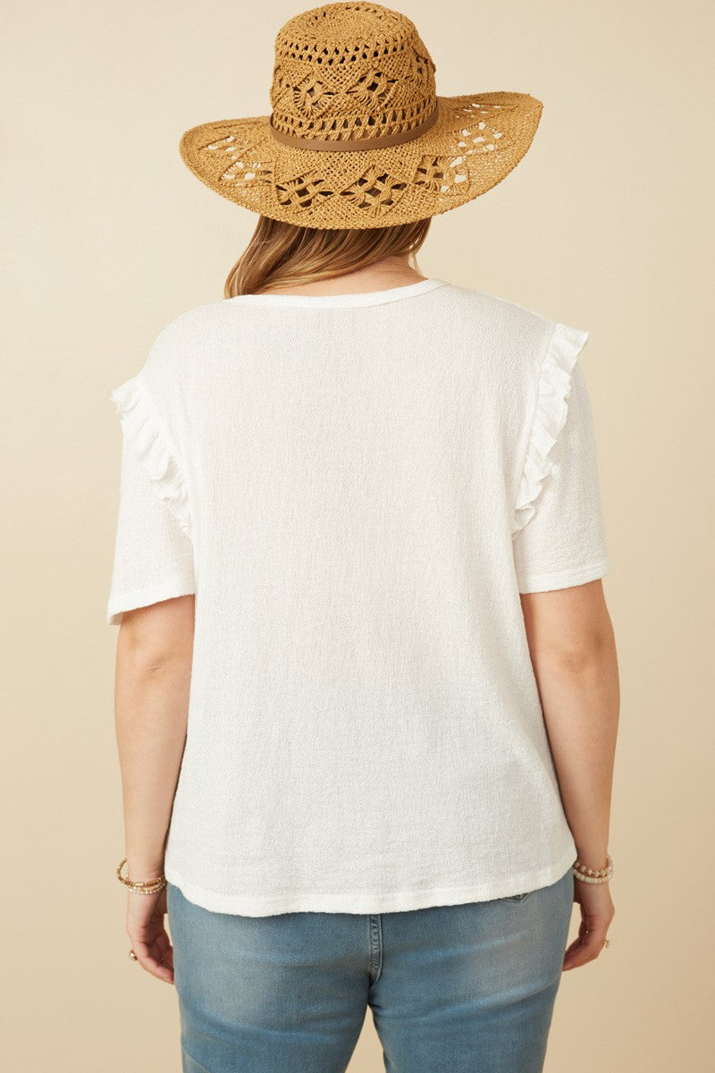 Textured Ruffle Knit Top