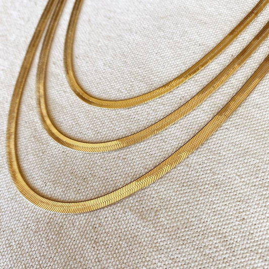 4mm Herringbone 18k Gold Filled Necklace