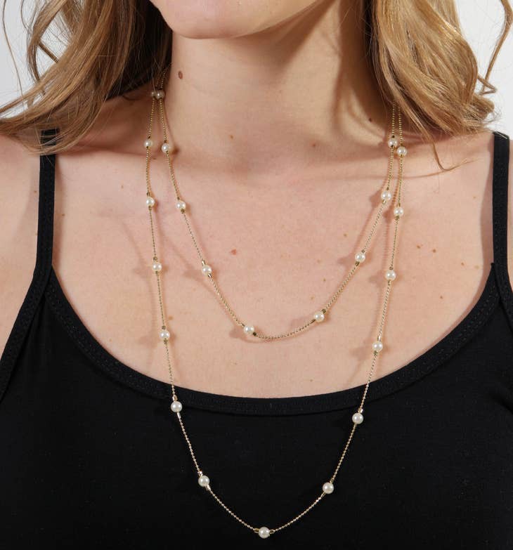 Pearl Necklace on 18k Gold Filled Chain