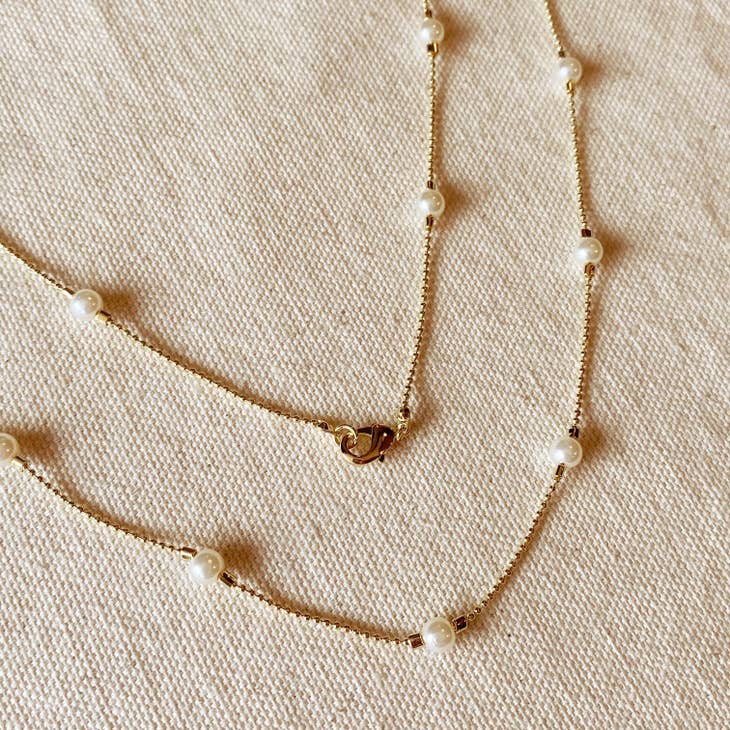 Pearl Necklace on 18k Gold Filled Chain