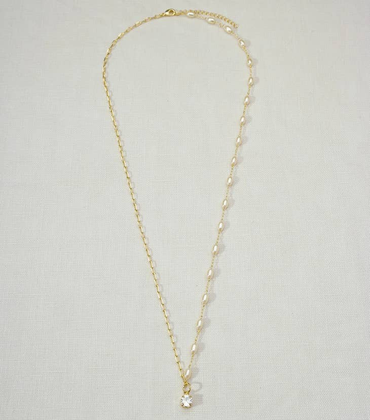 Pearls & Cubic Zirconia 18k Gold Filled Necklace