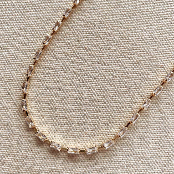 Hypoallergenic Cubic Zirconia Baguette Choker