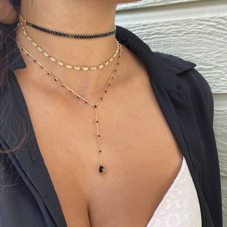 Hypoallergenic Cubic Zirconia Baguette Choker