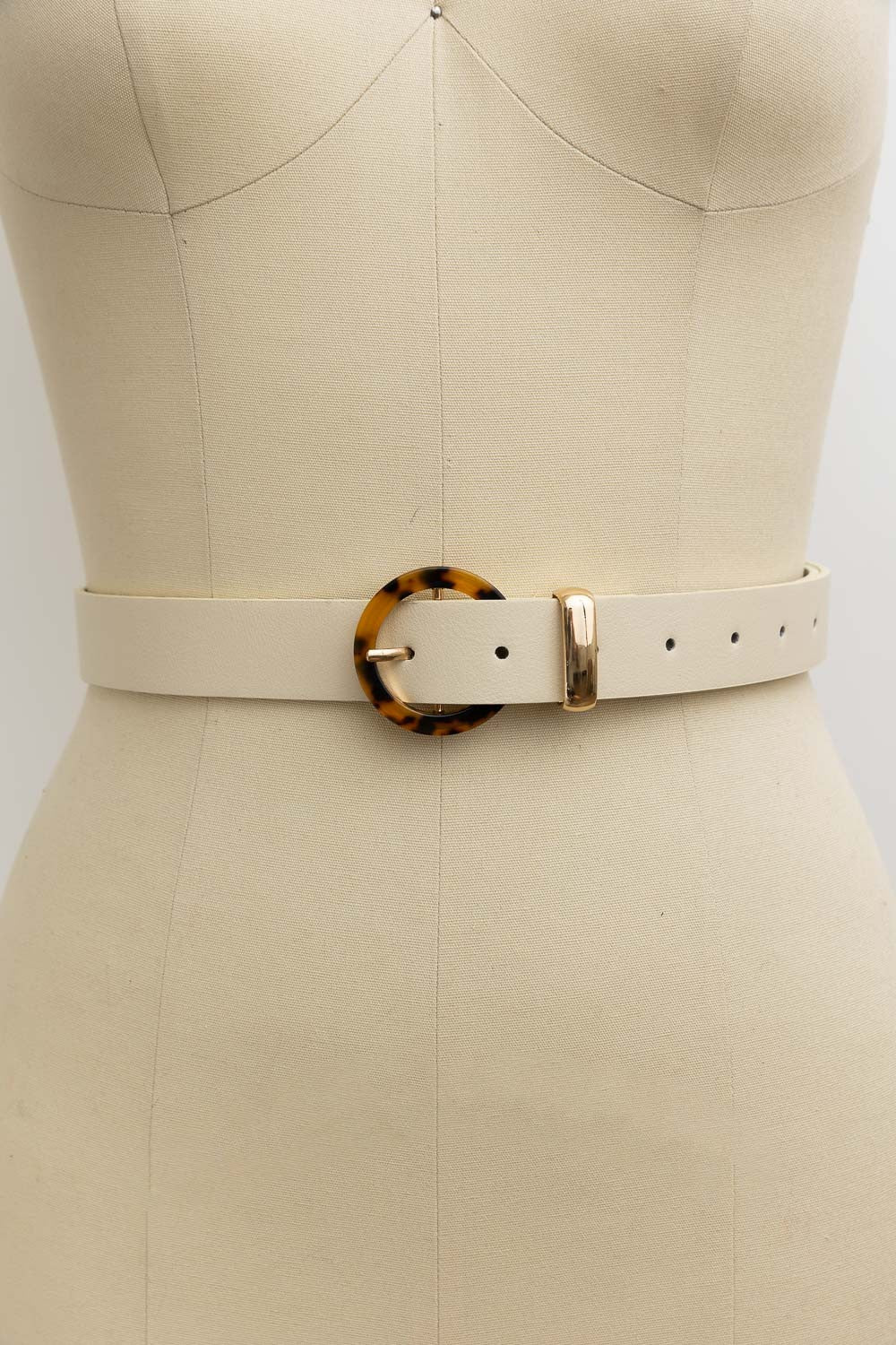 Tortoise Shell Faux Leather Belt x Ivory