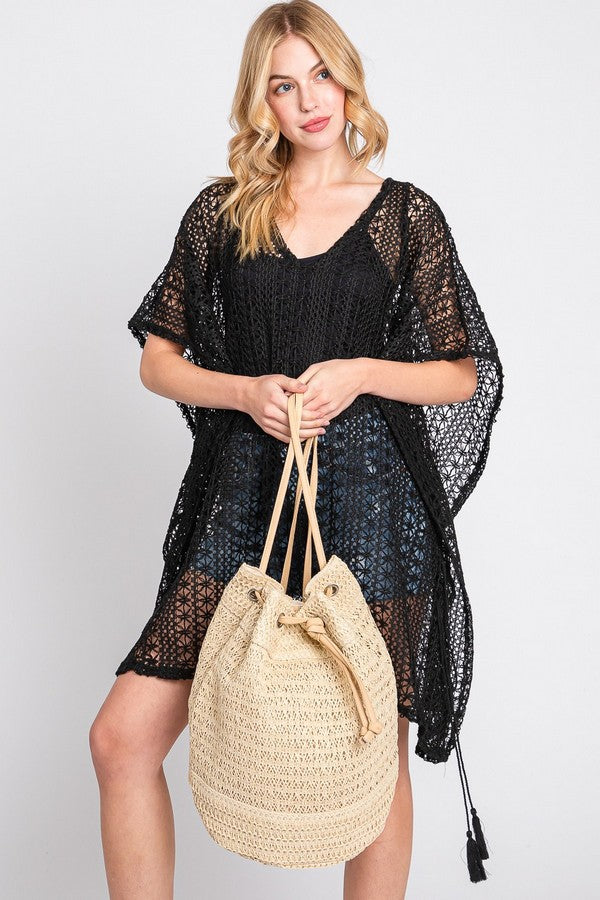 Crochet Backpack in Beige