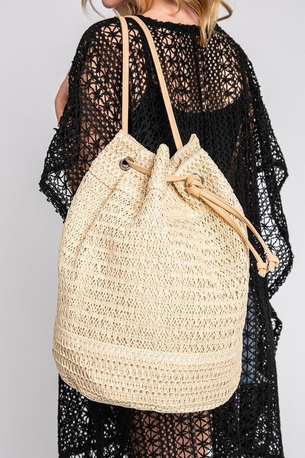 Crochet Backpack in Beige