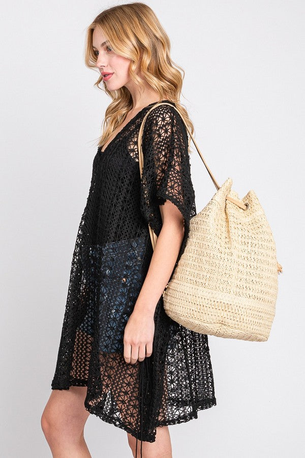 Crochet Backpack in Beige
