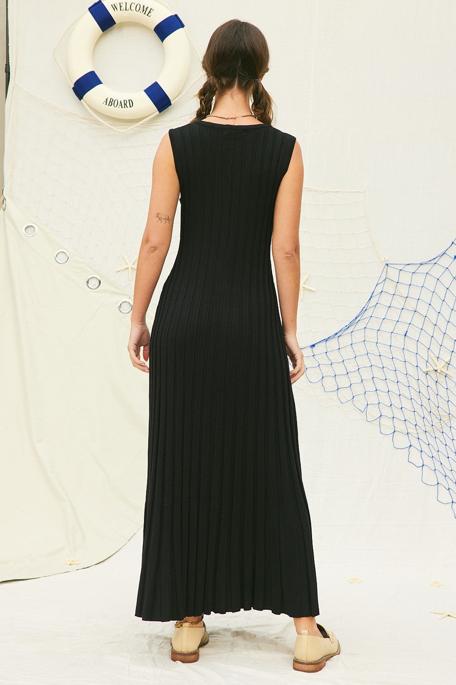 Kate Ribbed Dress in Black