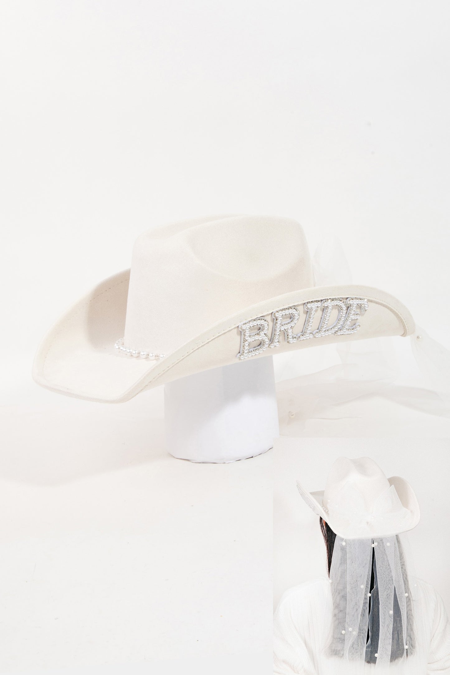 Cowboy Bride & Veil Hat