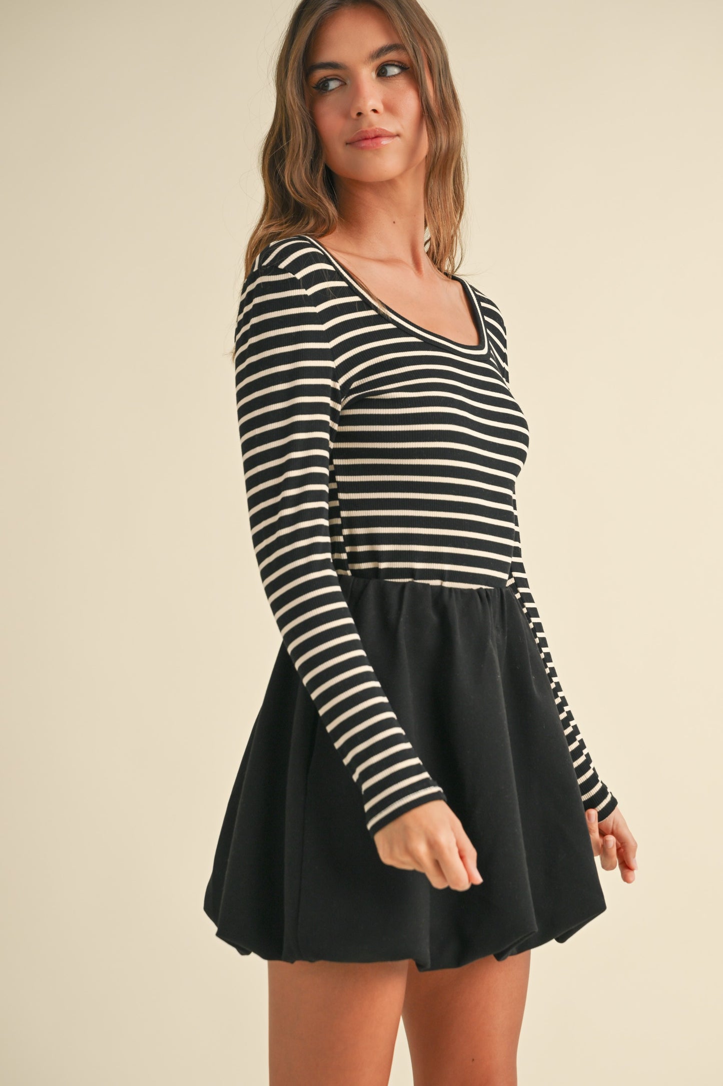 Black Striped Long Sleeve Top