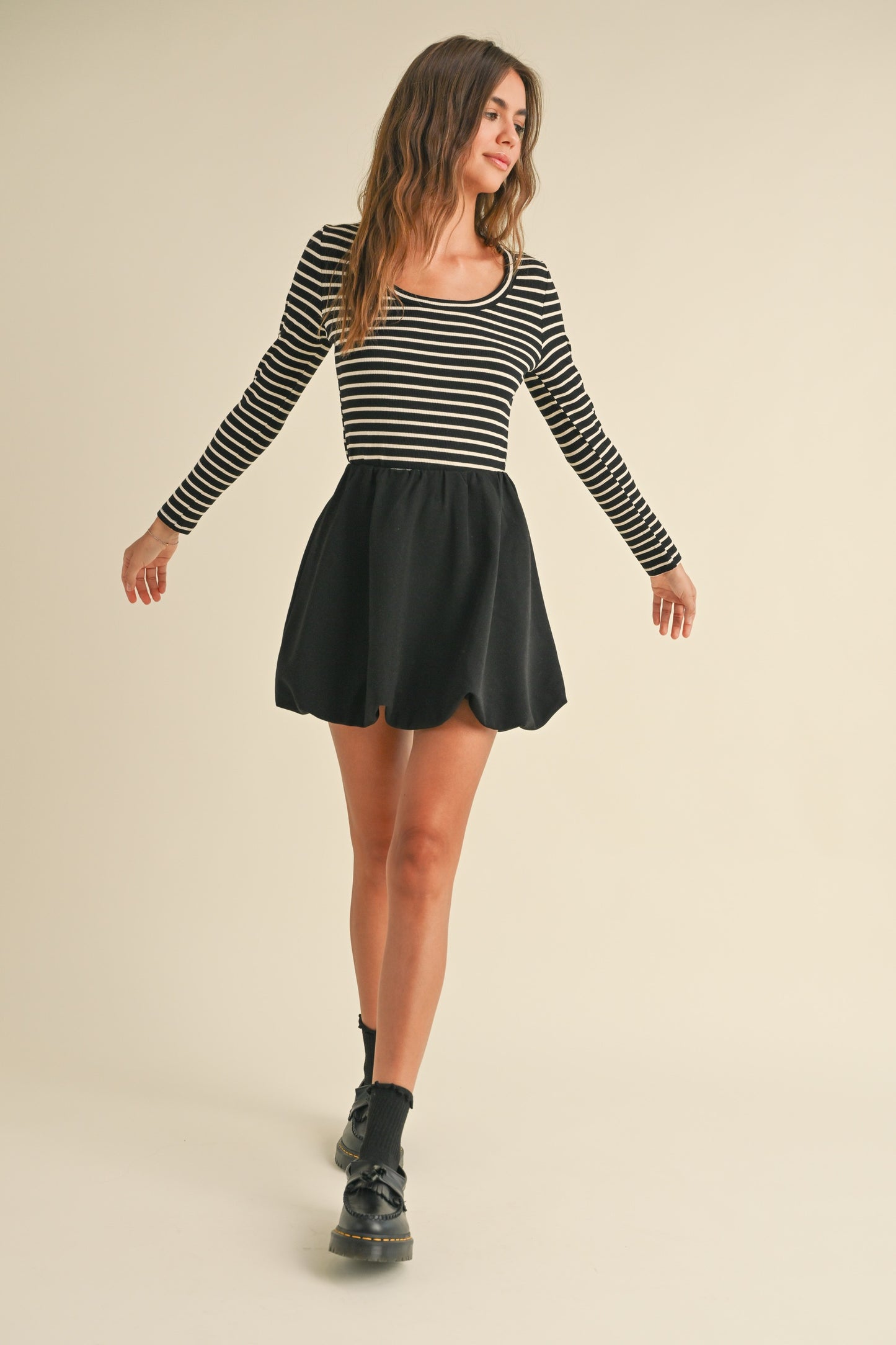 Black Striped Long Sleeve Top