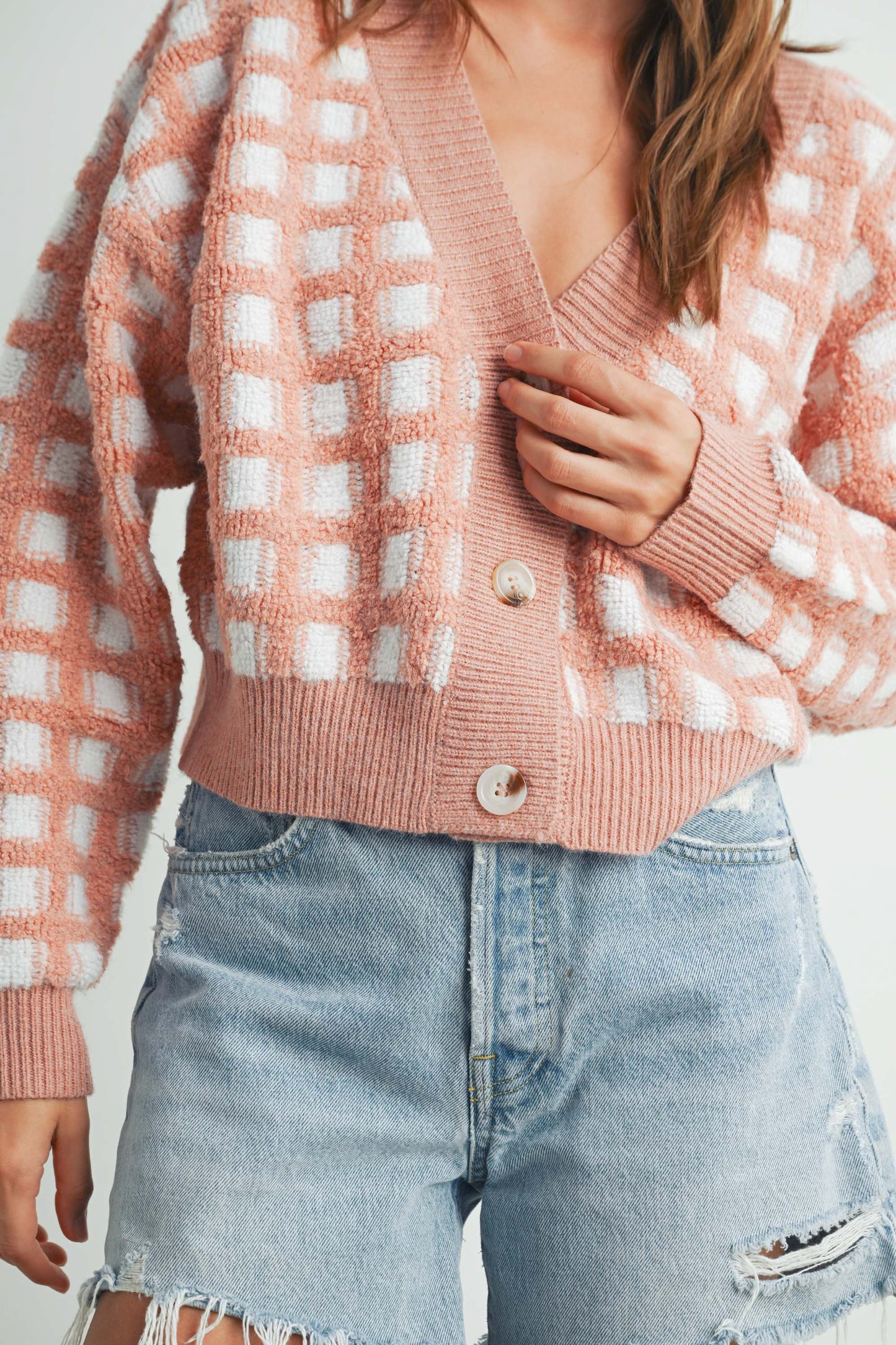 Mauve Grid Cardigan