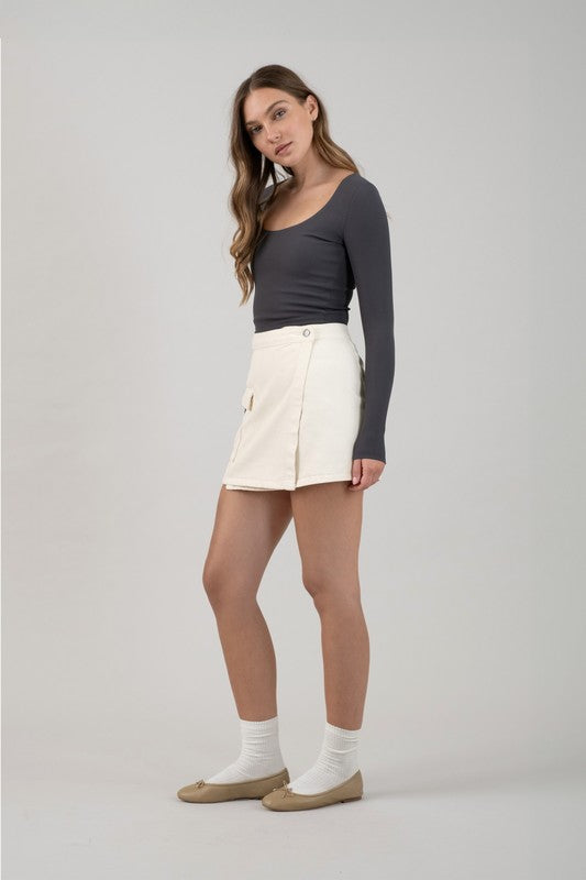 Basic Charcoal Scoop Neck Top