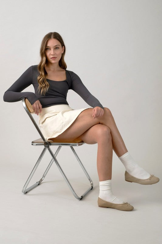 Basic Charcoal Scoop Neck Top