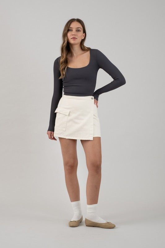 Basic Charcoal Scoop Neck Top