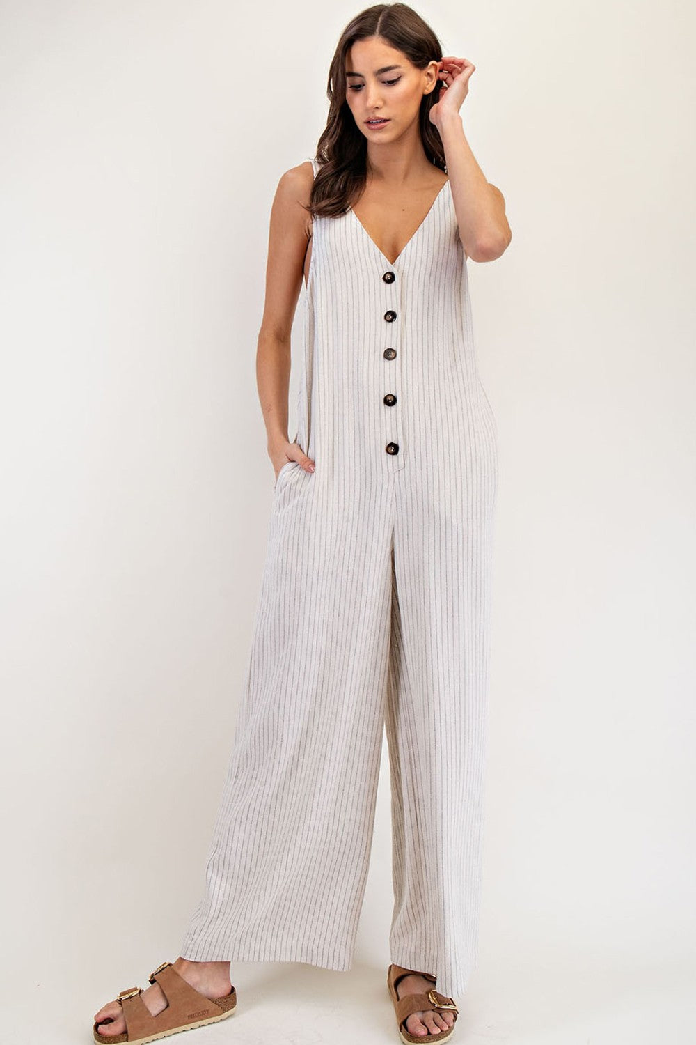 Oat Pinstriped Jumpsuit