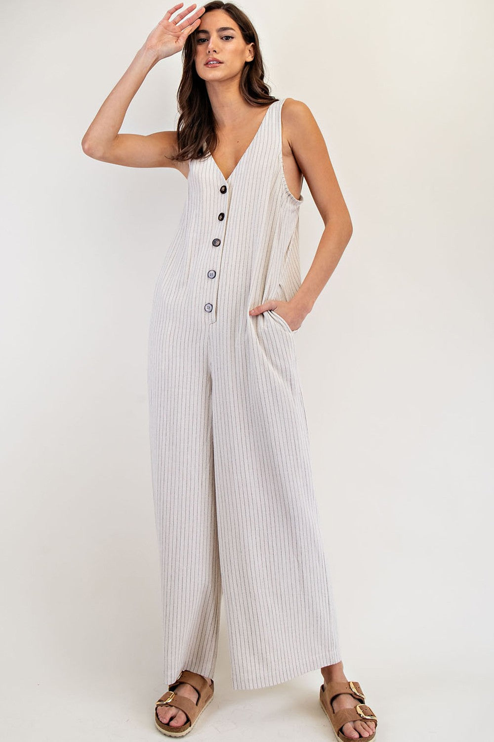 Oat Pinstriped Jumpsuit
