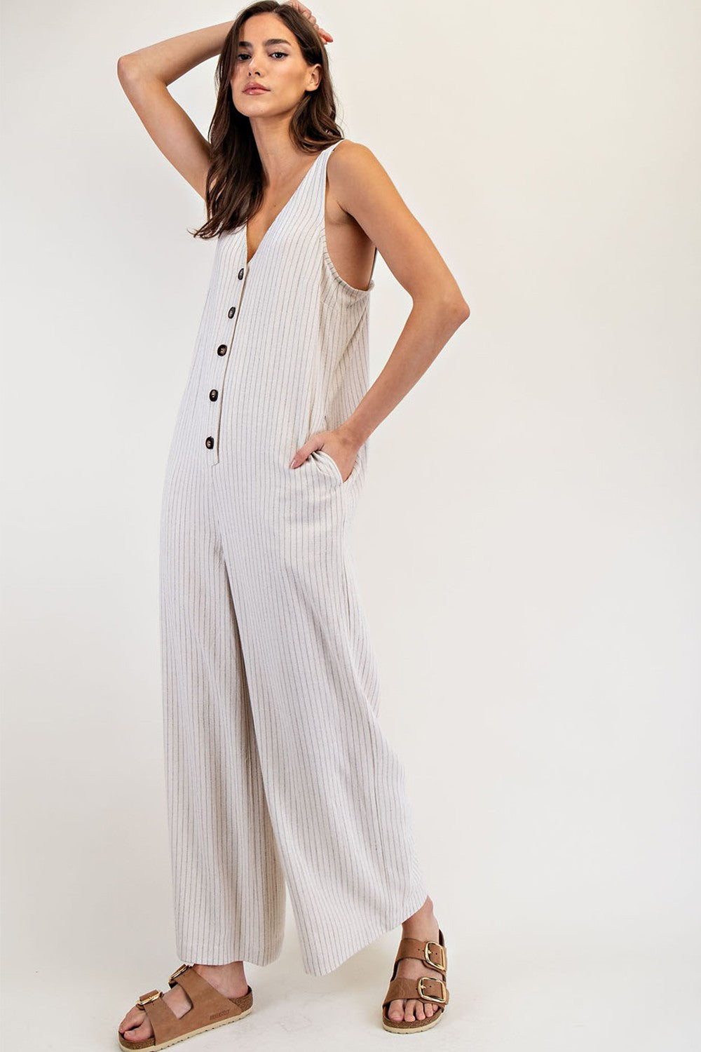 Oat Pinstriped Jumpsuit
