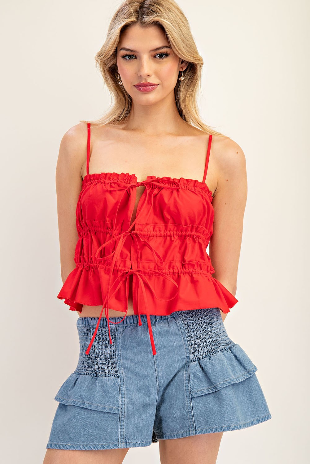 Cherry Ruffled Tiered Top
