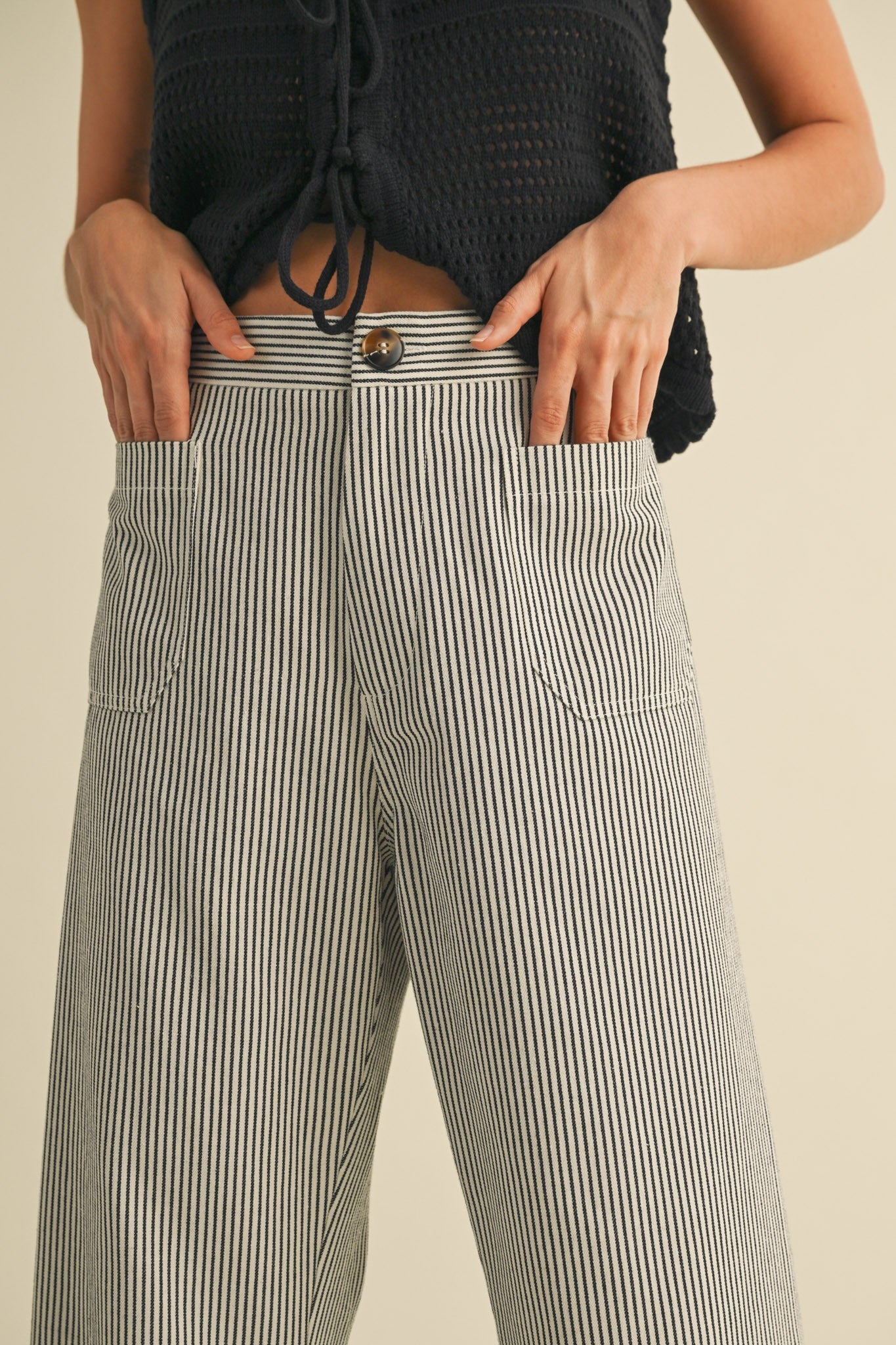 Striped B&W High Waist Pants