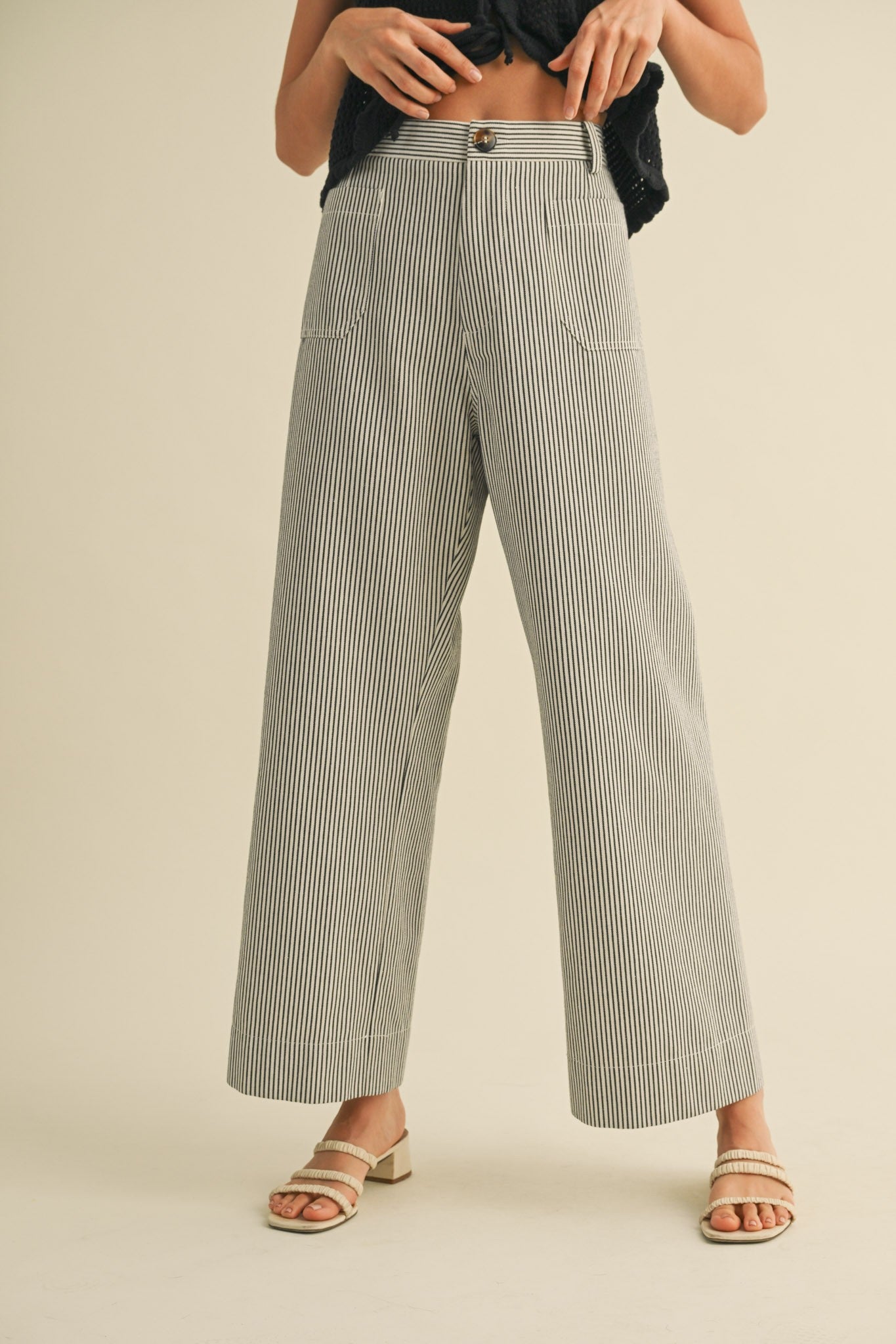 Striped B&W High Waist Pants