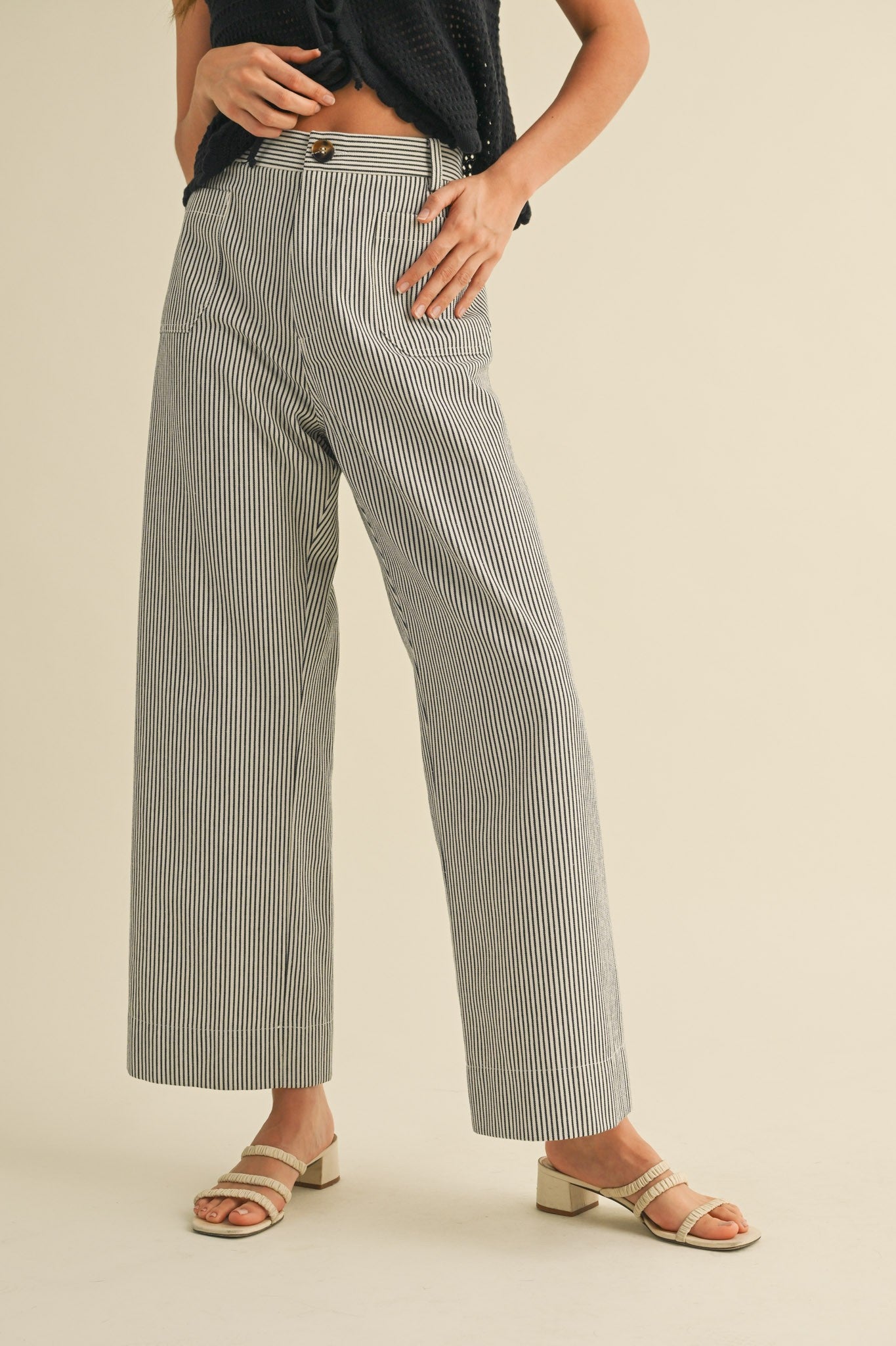 Striped B&W High Waist Pants
