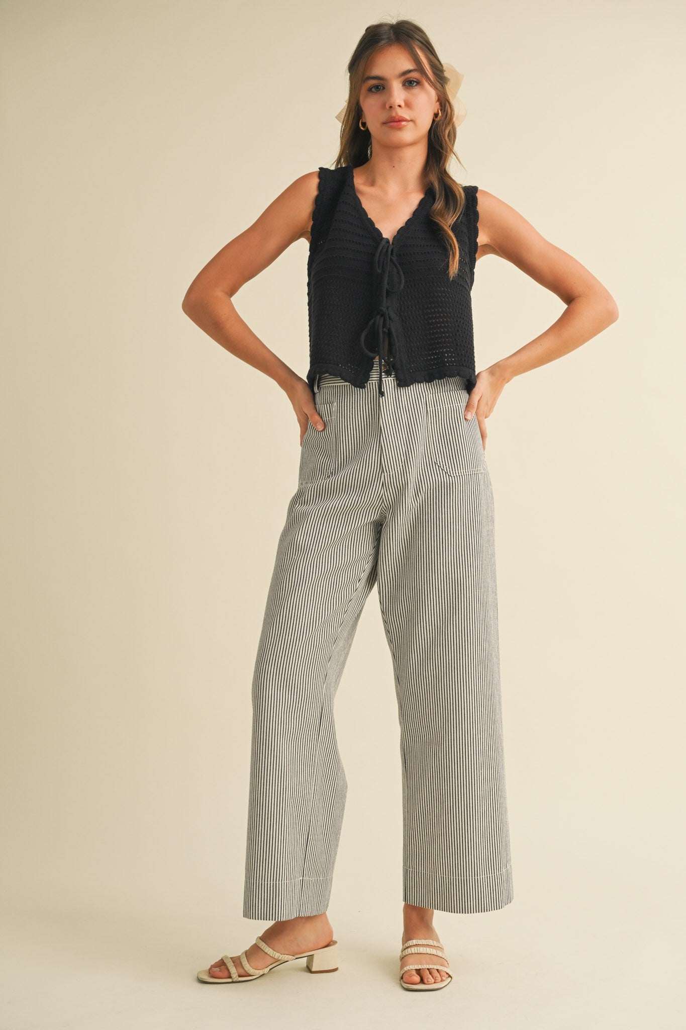 Striped B&W High Waist Pants