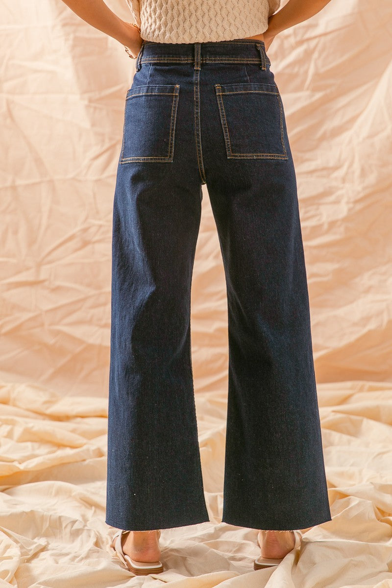 Dark Denim Wide Leg Pants