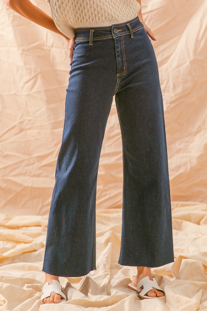 Dark Denim Wide Leg Pants