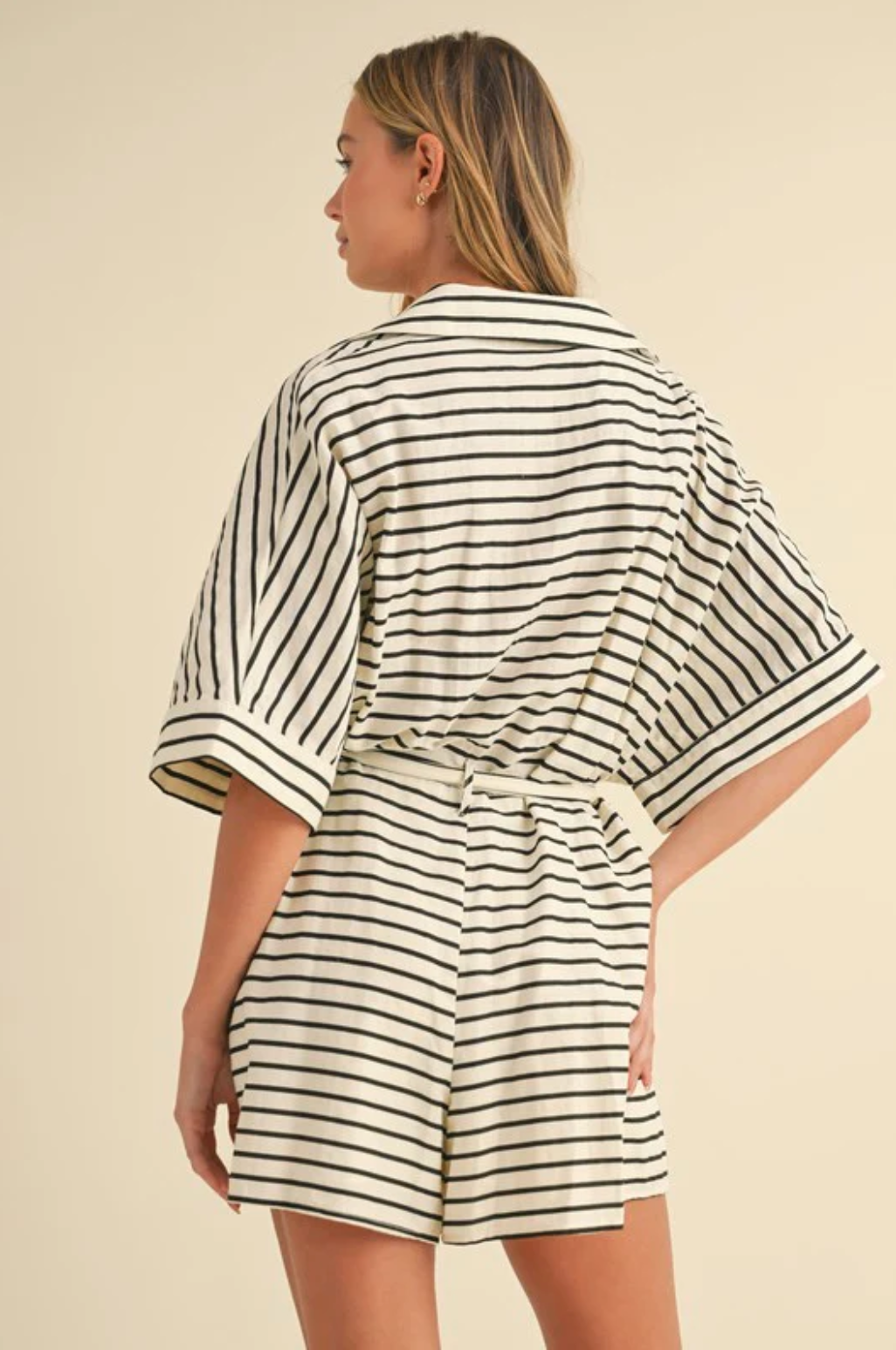 Striped Belted Romper