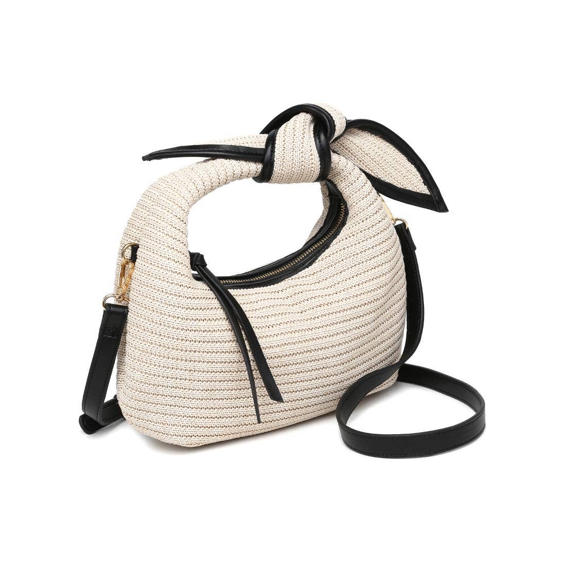 Paloma Knot Straw Crossbody: Tan