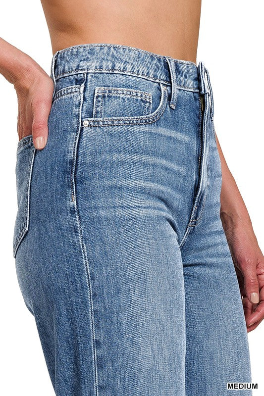 Medium Wash Straight Denim Pants
