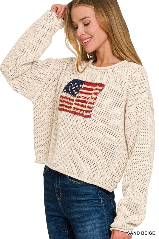 Woven Cotton Flag Sweater