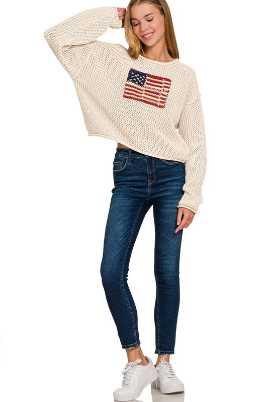 Woven Cotton Flag Sweater