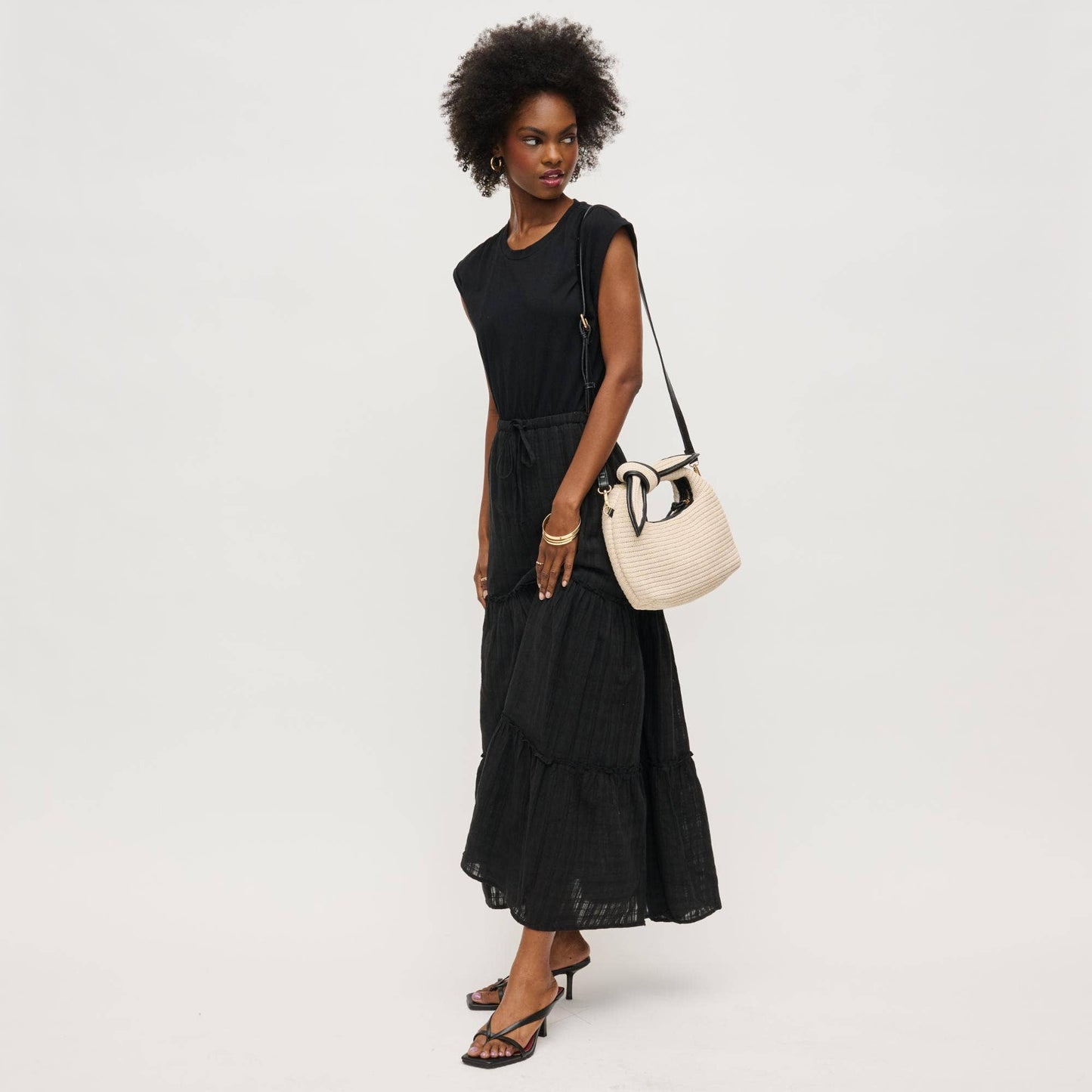 Paloma Knot Straw Crossbody: Tan