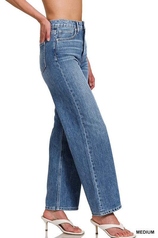 Medium Wash Straight Denim Pants
