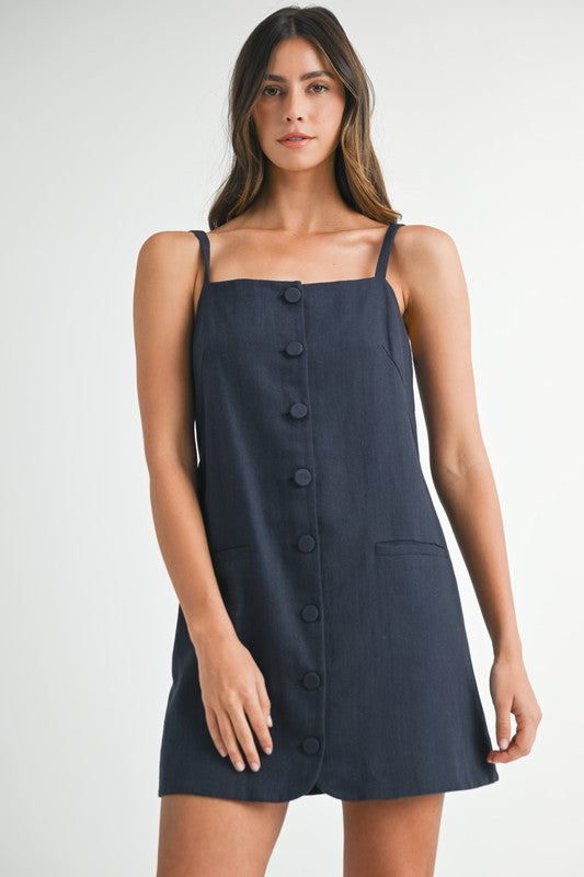 Navy Linen Mini Dress Navy Linen Mini Dress