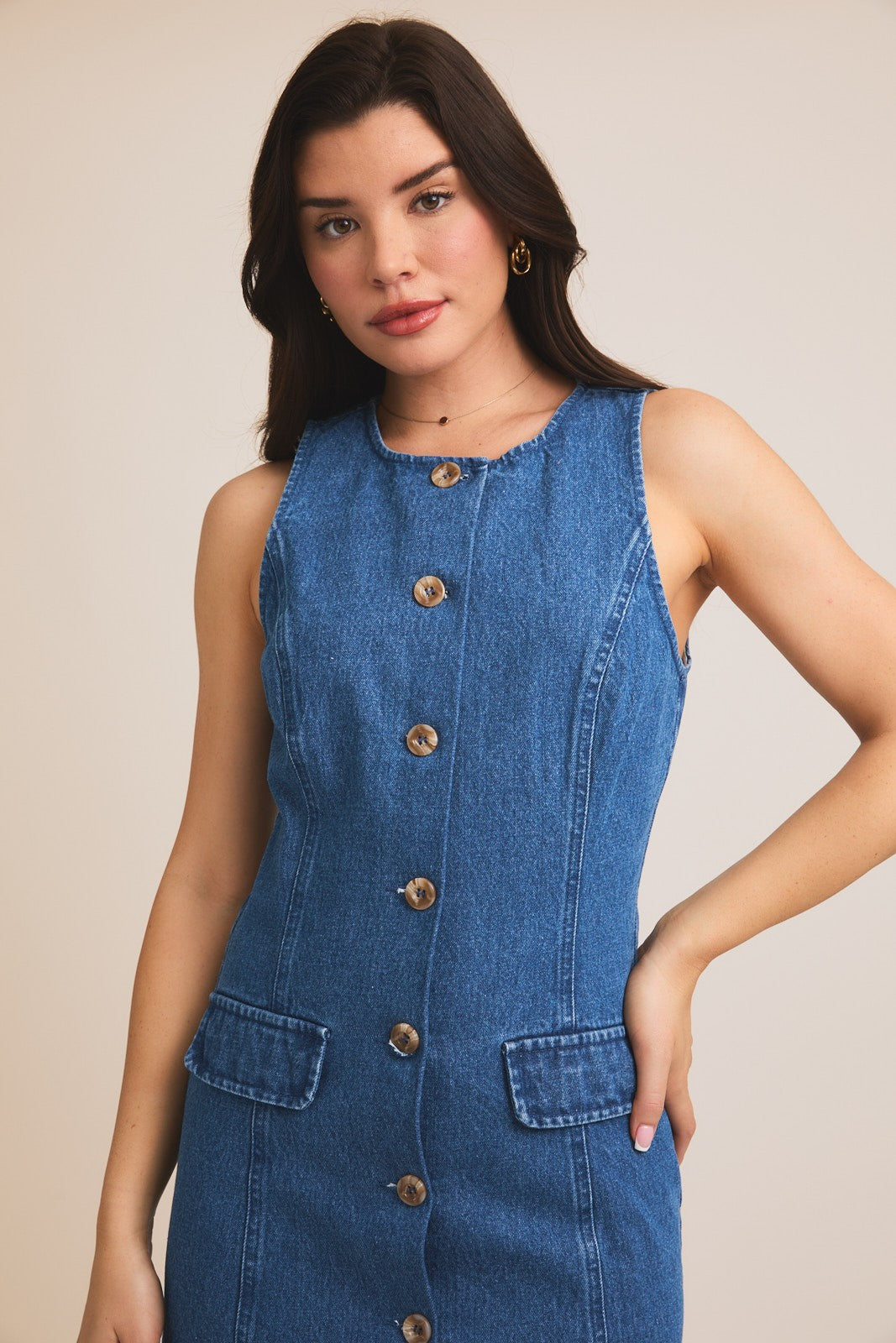 Denim & Button Dress