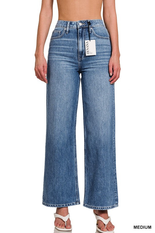 Medium Wash Straight Denim Pants