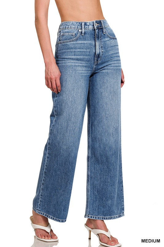 Medium Wash Straight Denim Pants