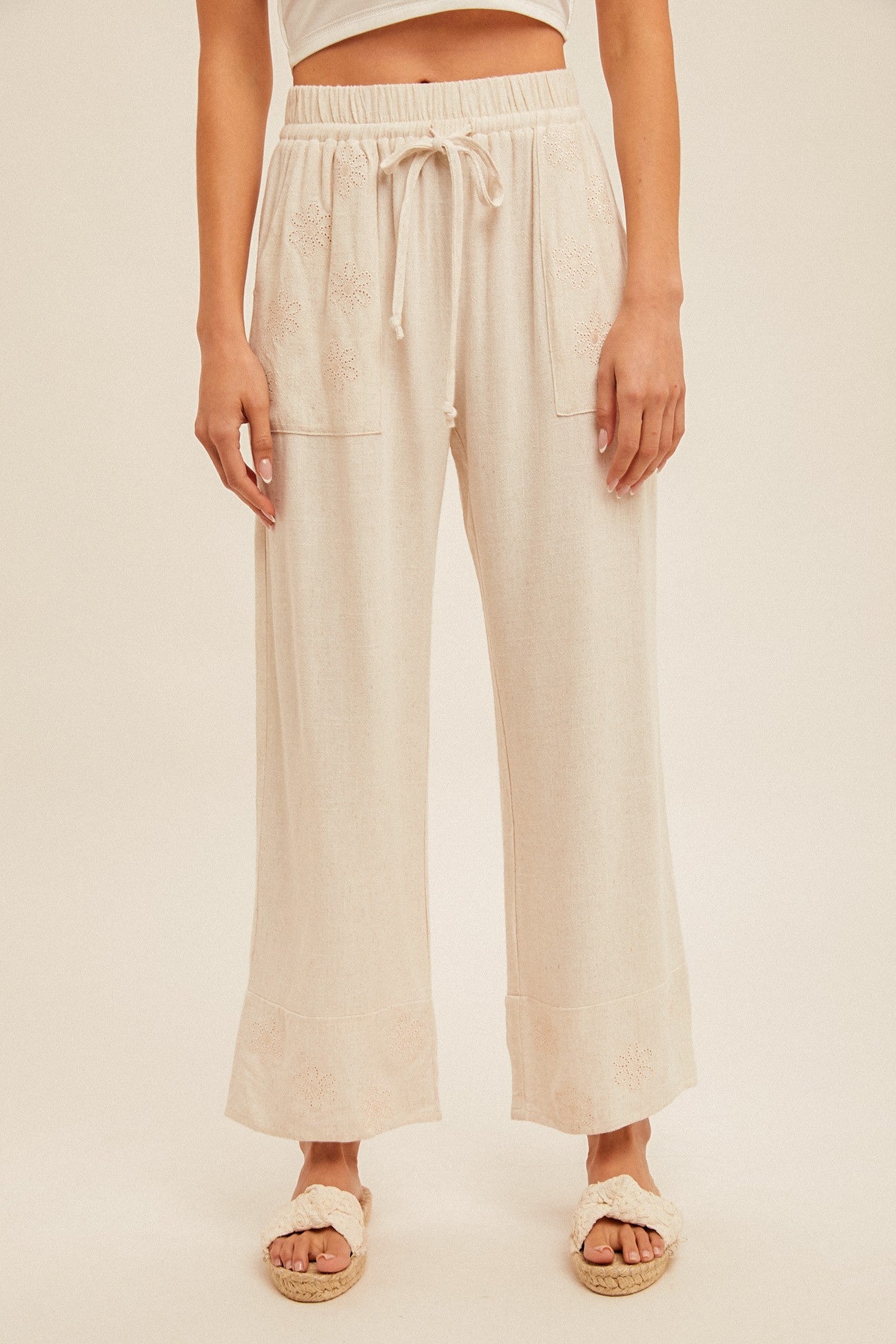 Natural Eyelet Pants