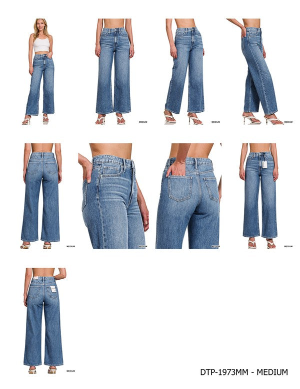 Medium Wash Straight Denim Pants