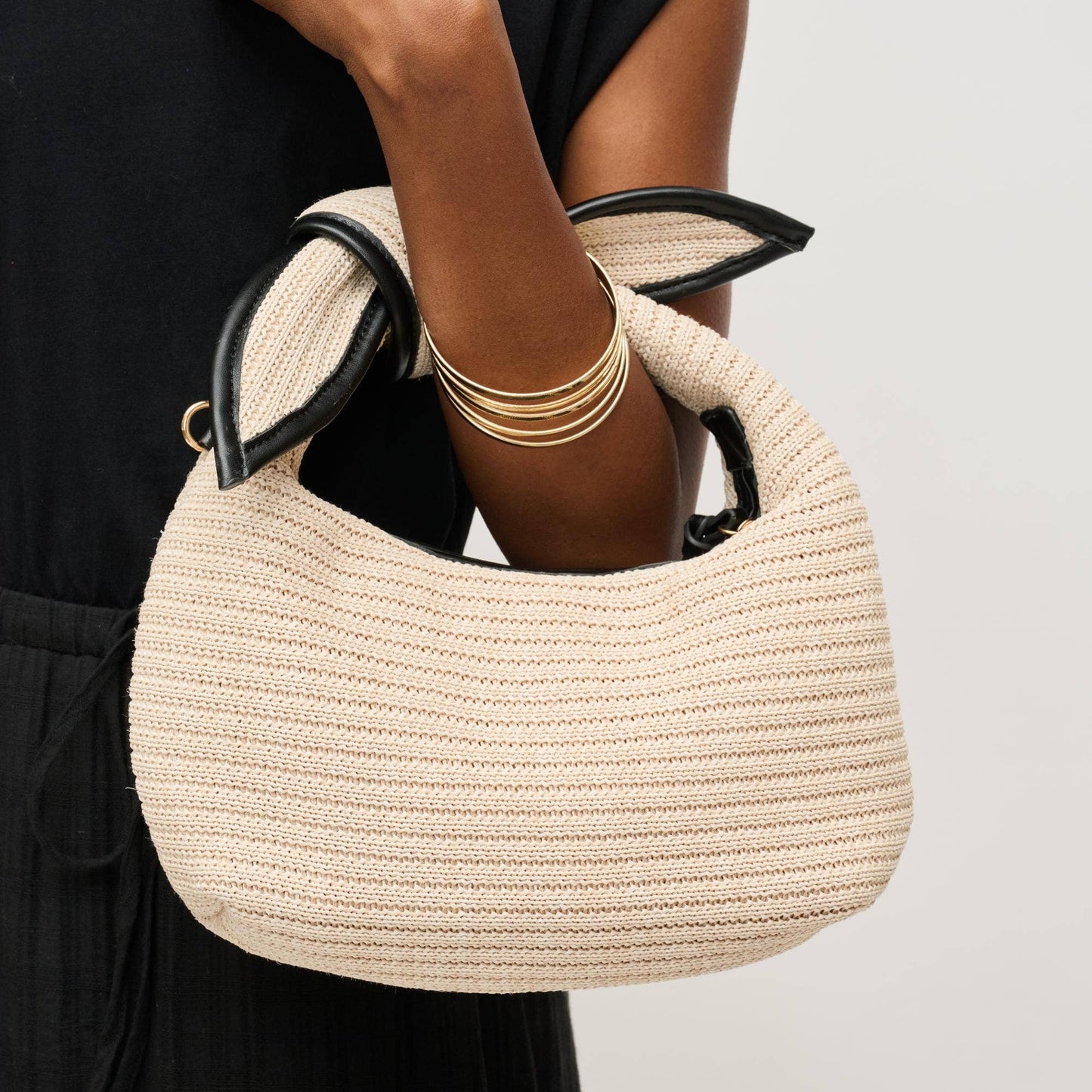 Paloma Knot Straw Crossbody: Tan