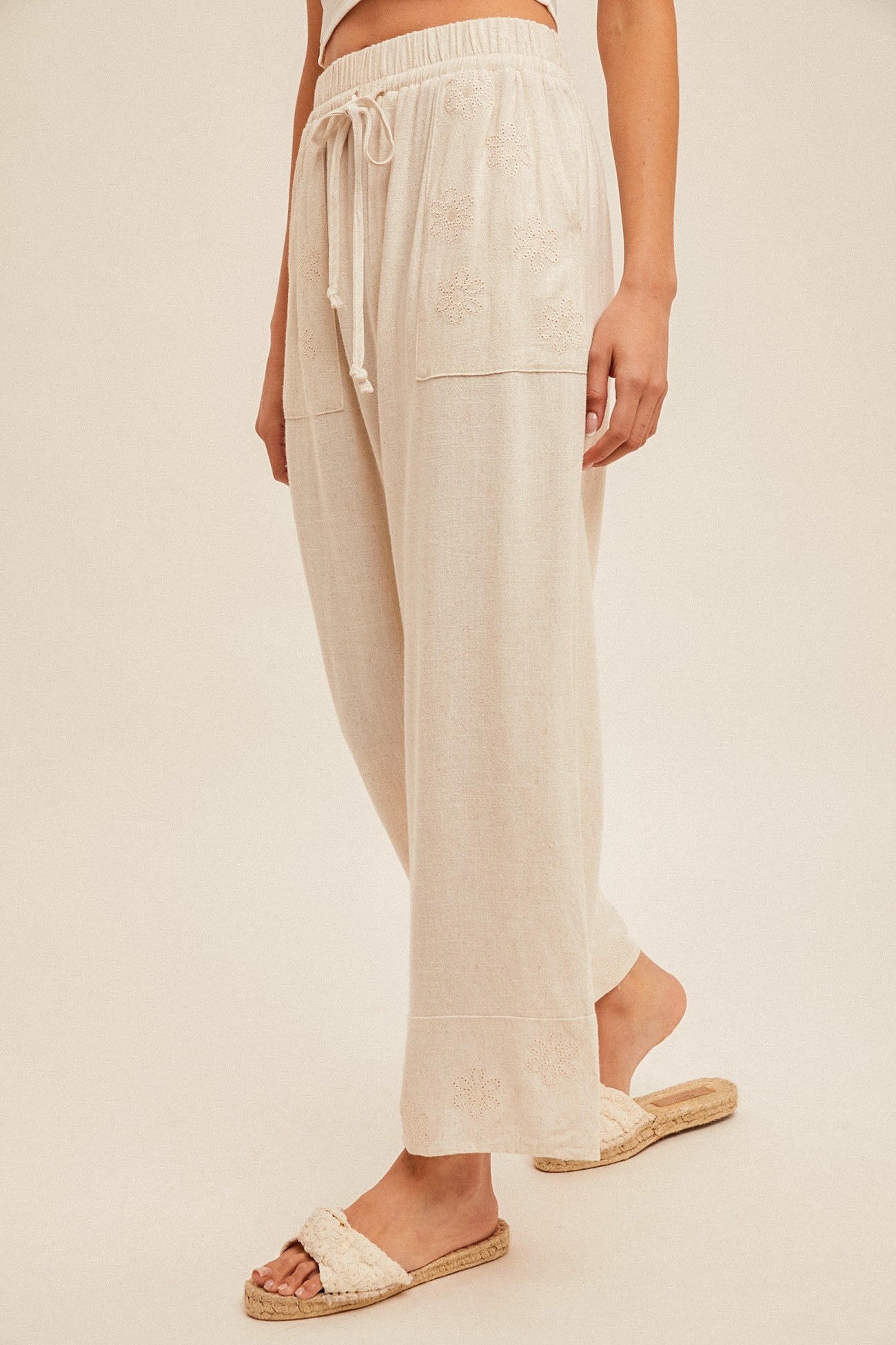 Natural Eyelet Pants