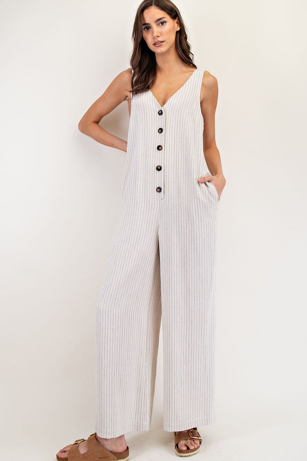Oat Pinstriped Jumpsuit