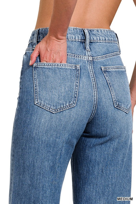 Medium Wash Straight Denim Pants