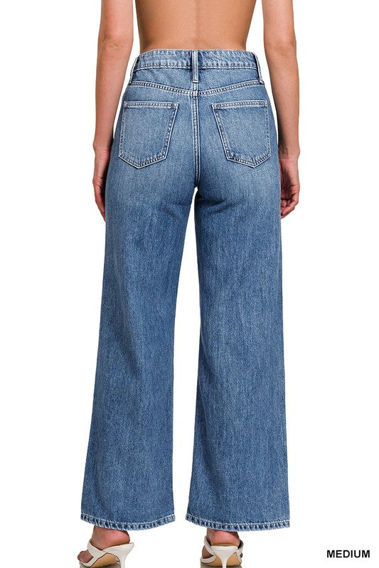 Medium Wash Straight Denim Pants