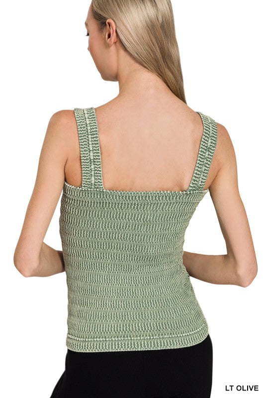 Olive Stone Washed Top