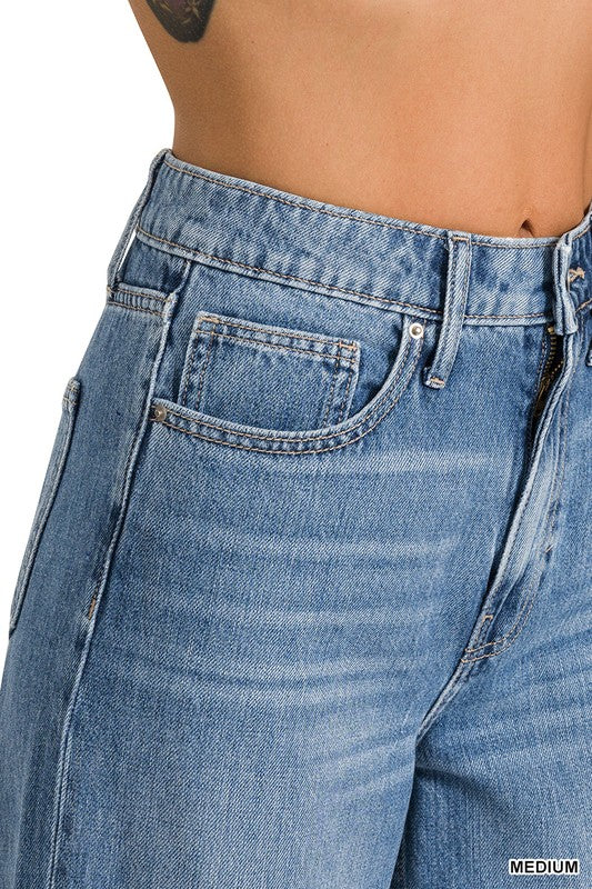 Medium Wash Straight Denim Pants