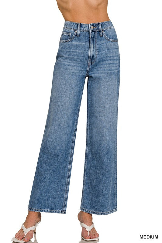 Medium Wash Straight Denim Pants